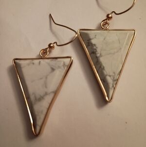 Chic Gold and Marble Triangle Earrings